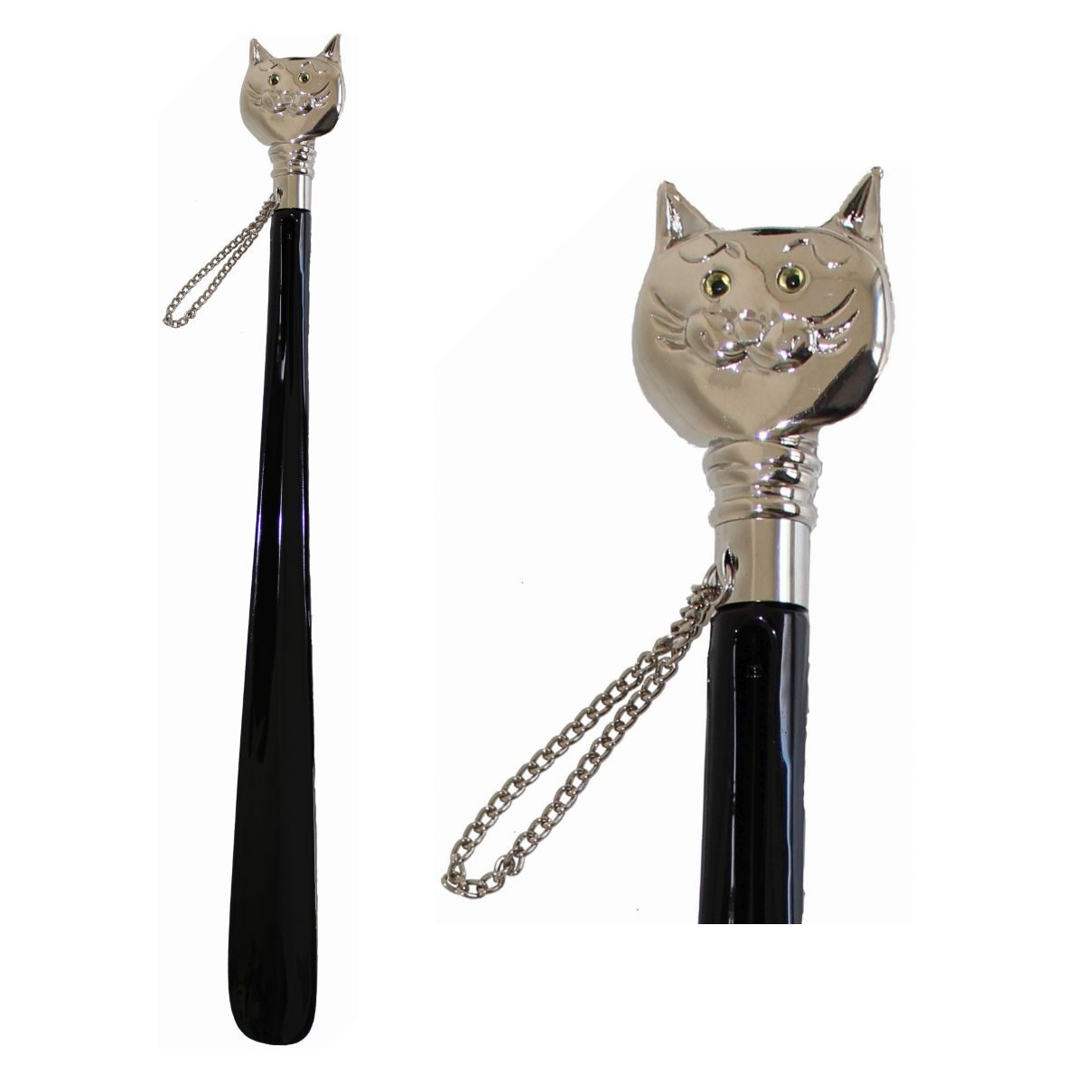 Schmuck Schuhanzieher Motiv Katze schwarz - Schuhlöffel – Anziehhilfe aus hochwertigem Kunststoff Schmuck Schuhanzieher Motiv Katze schwarz - Schuhlöffel – Anziehhilfe aus hochwertigem Kunststoff
