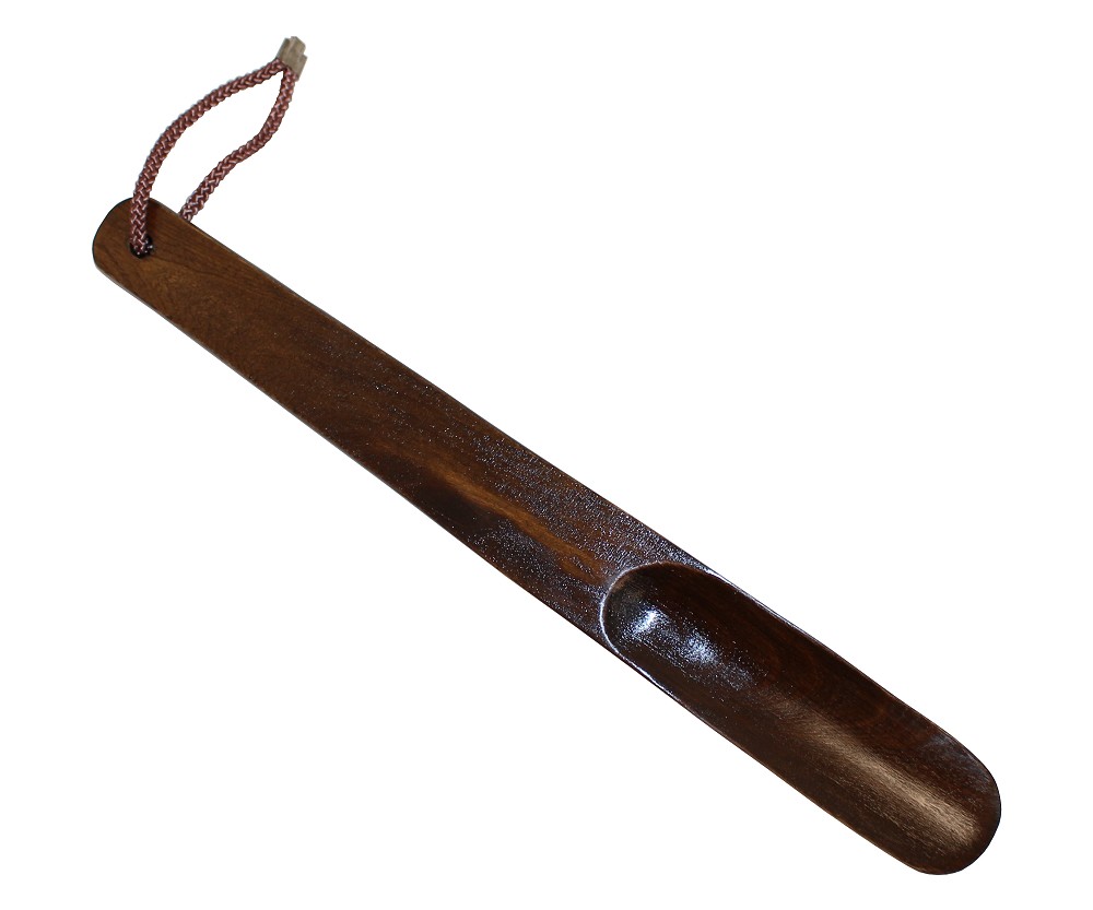 Schmuck Schuhanzieher aus Holz - Schuhlöffel Mahagonifarben lackiert