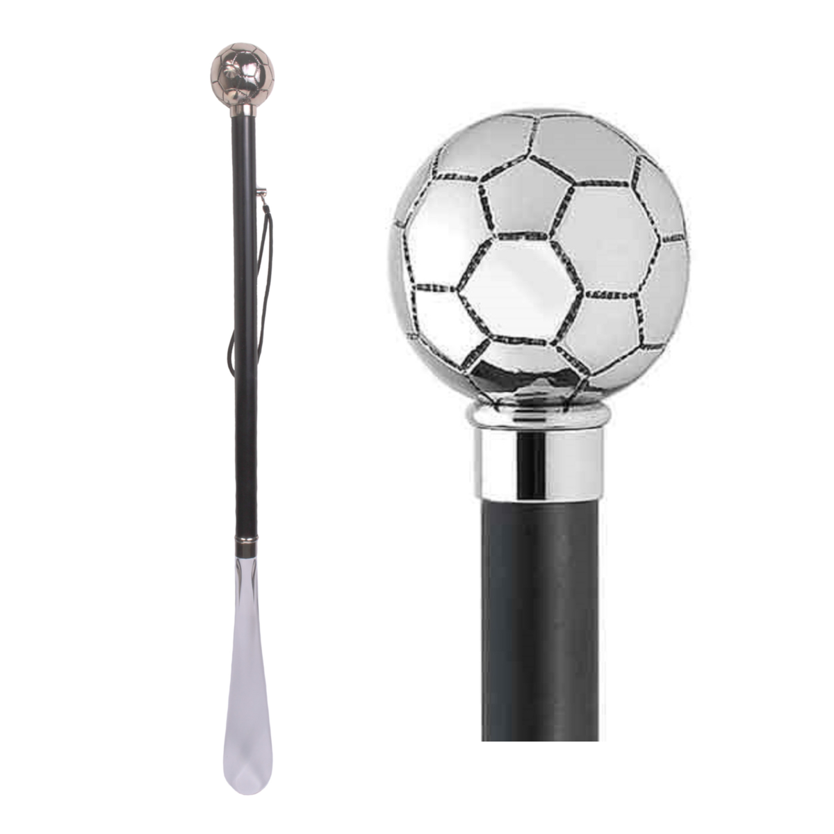 Design Schuhanzieher Motiv Fußball mit Gravur - Schuhlöffel - Anziehhilfe mit Wunschtext