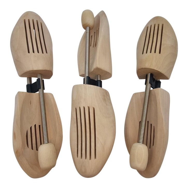 Set of 3 pairs Delfa Shoe Trees with spiral spring excellent moisture absorption made of wood 