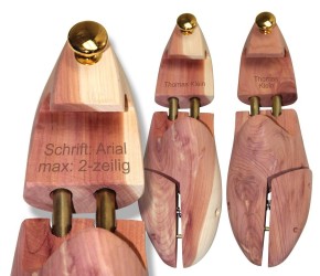 Cedar Star: Zedernholz Schuhspanner mit Gravur